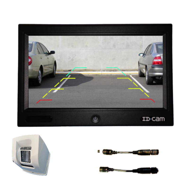 Moniteur 7" plat avec caméra coquée en ABS blanche avec un faisceau de raccordement idéal pour votre camping-car.